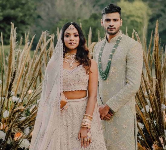 Wedding Couple with Kurta pajama and lehenga