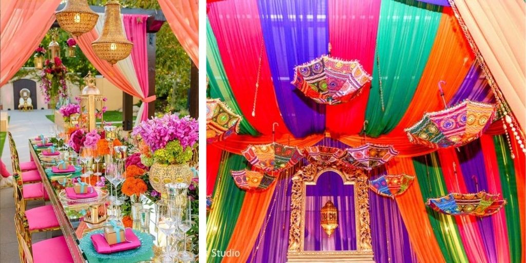 bright colour wedding decor