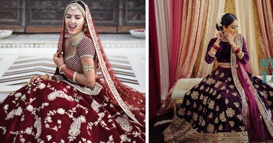 winter velvet lehenga for indian brides