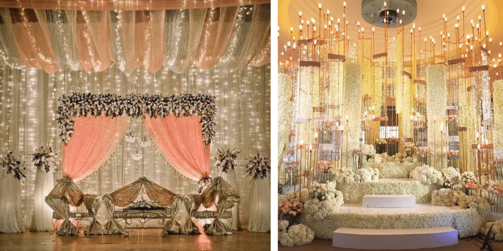 Lights and Flowers Wedding Stage Decoration