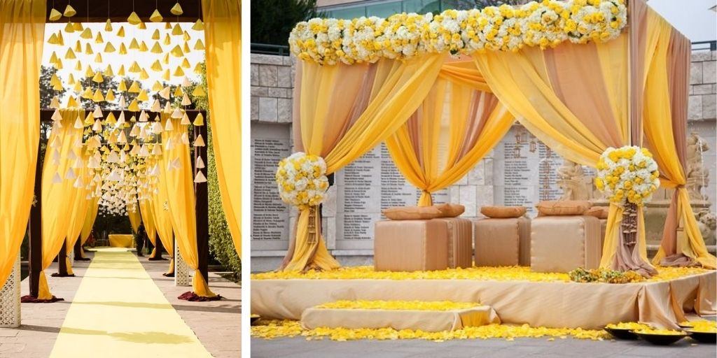 yellow indian wedding decor