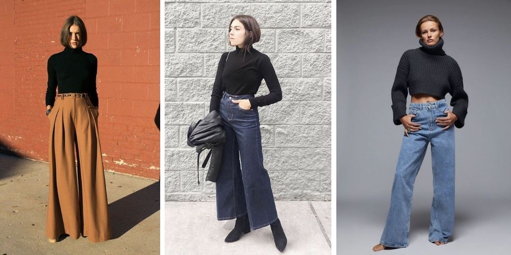 how to style wide leg jeans in winters