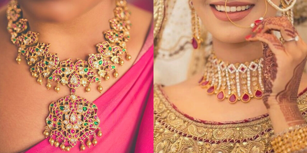 designs of gold necklace for wedding