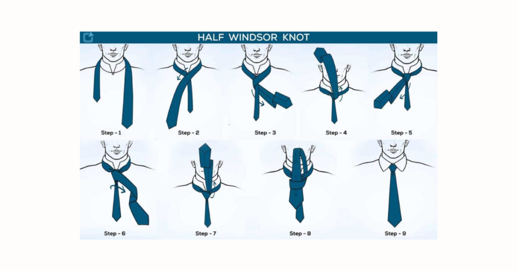 The Half Windsor knot steps