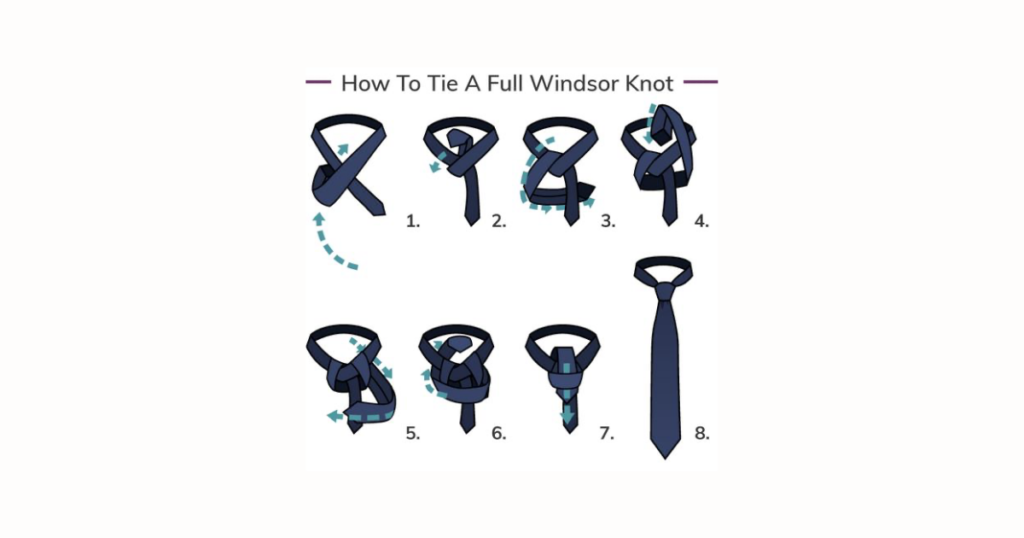 The Full Windsor knot steps