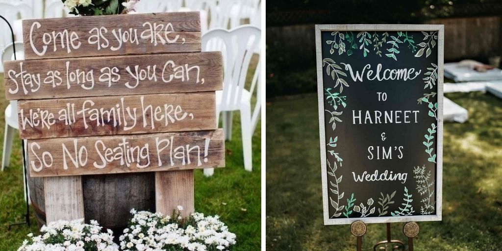 backyard wedding signs
