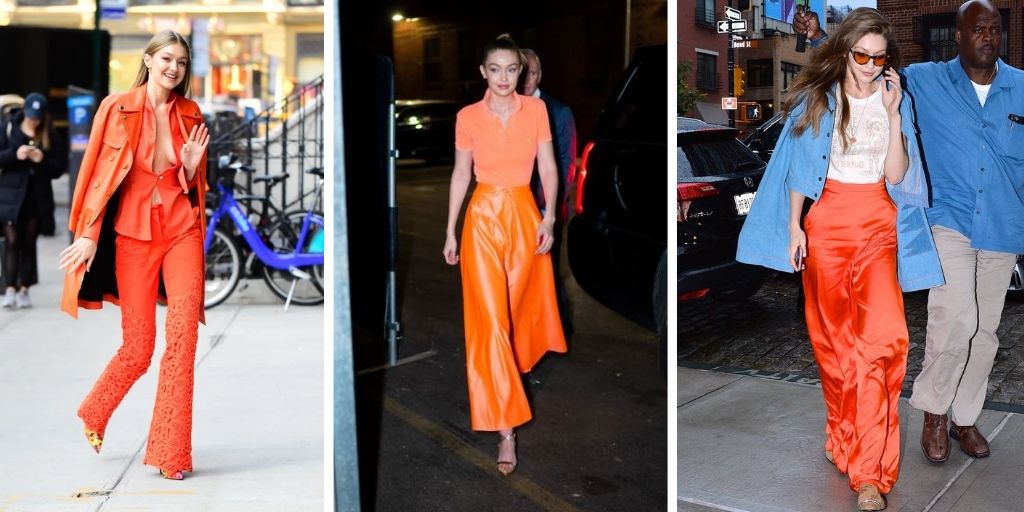 gigi hadid orange looks