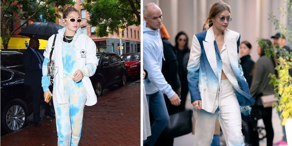 gigi hadid's street style tie dye