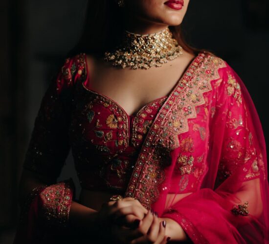 Bride with red lehenga