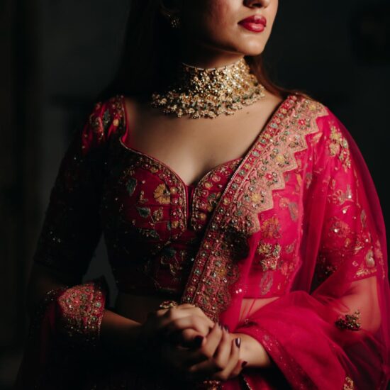 Bride with red lehenga
