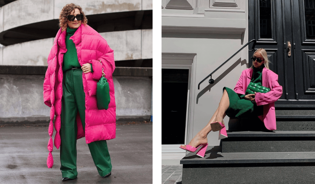 Green and pink winter colour combinations