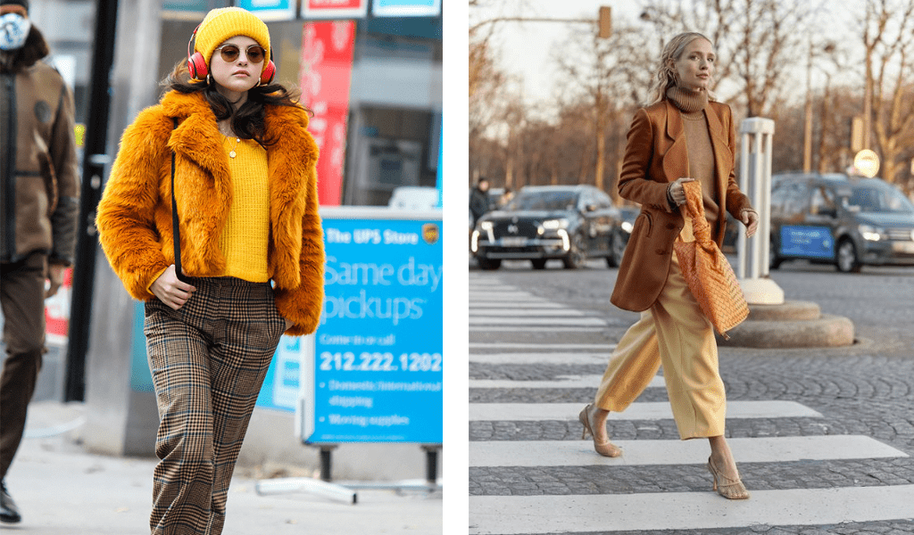Yellow and Brown winter colour combinations