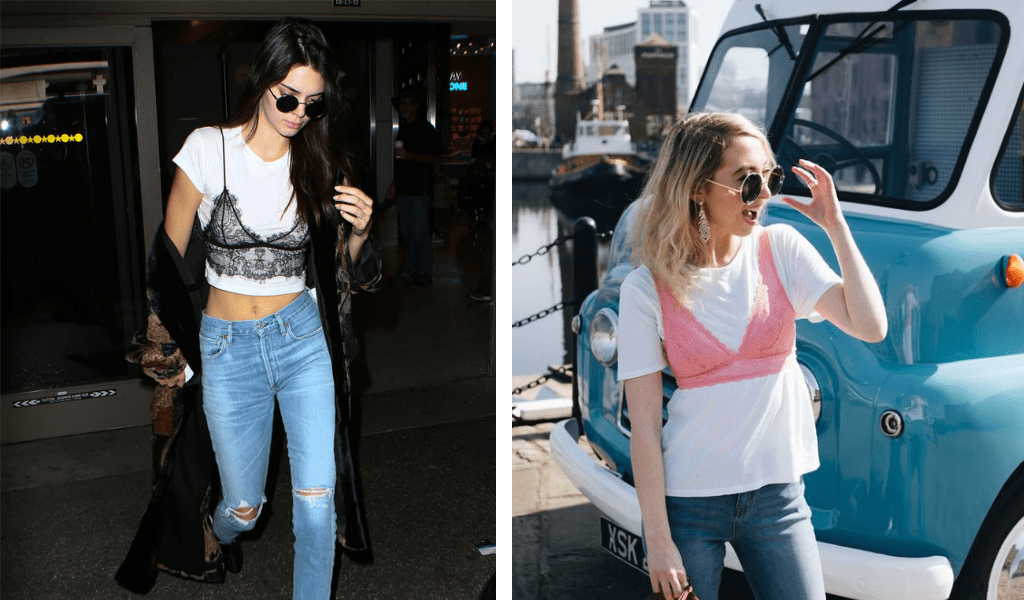 Style a bralette over a t-shirt