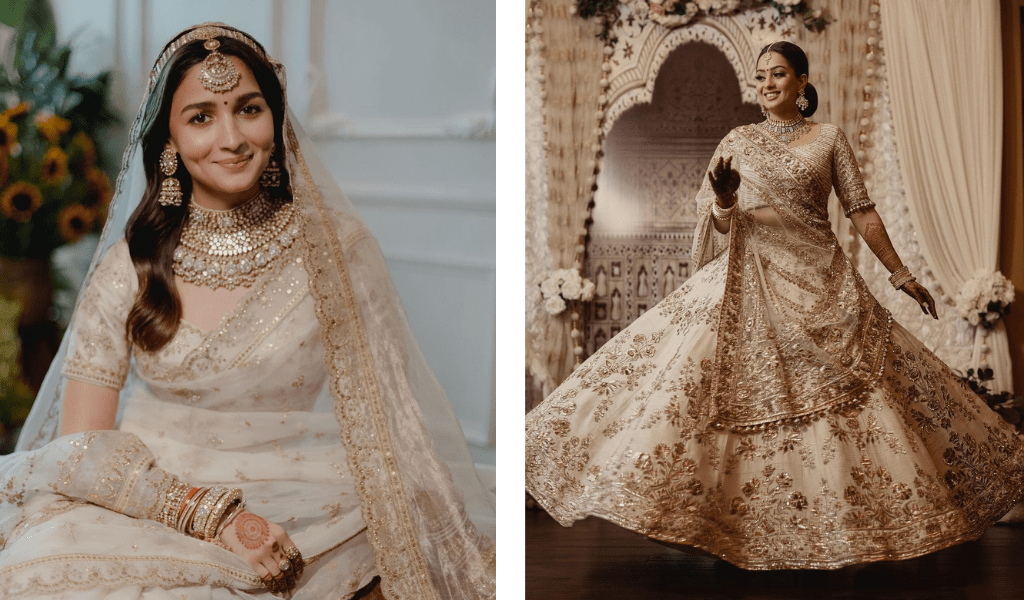 Behold the radiant Punjabi bride, draped in a blush peach lehenga like a  blooming rose. With flawless makeup, she glows with grace blending… |  Instagram