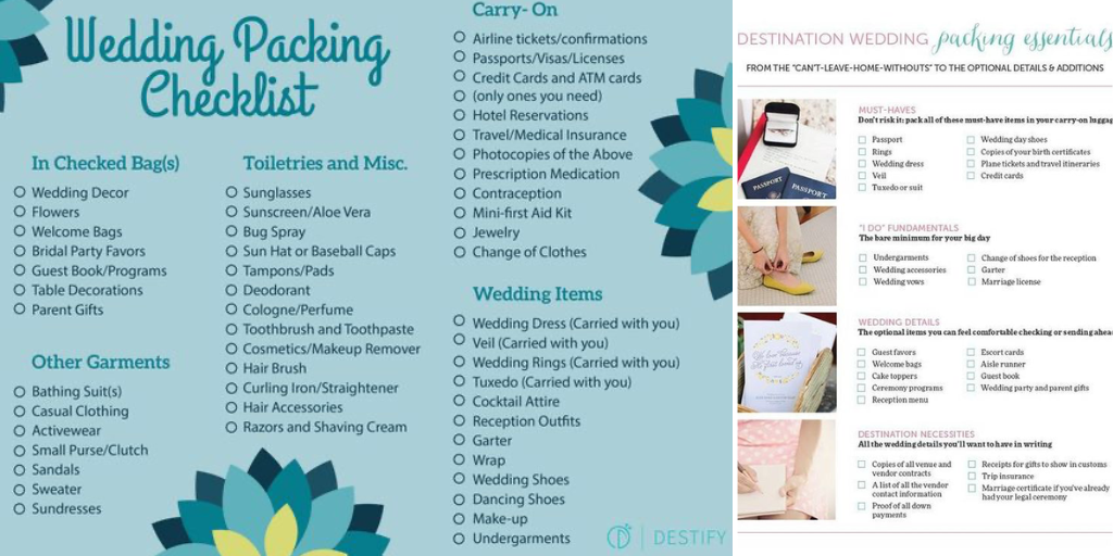 destination wedding packing - checklist