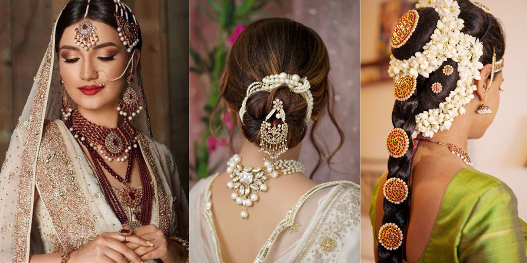 Side curls with jhoomar hairstyles for Pakistani brides