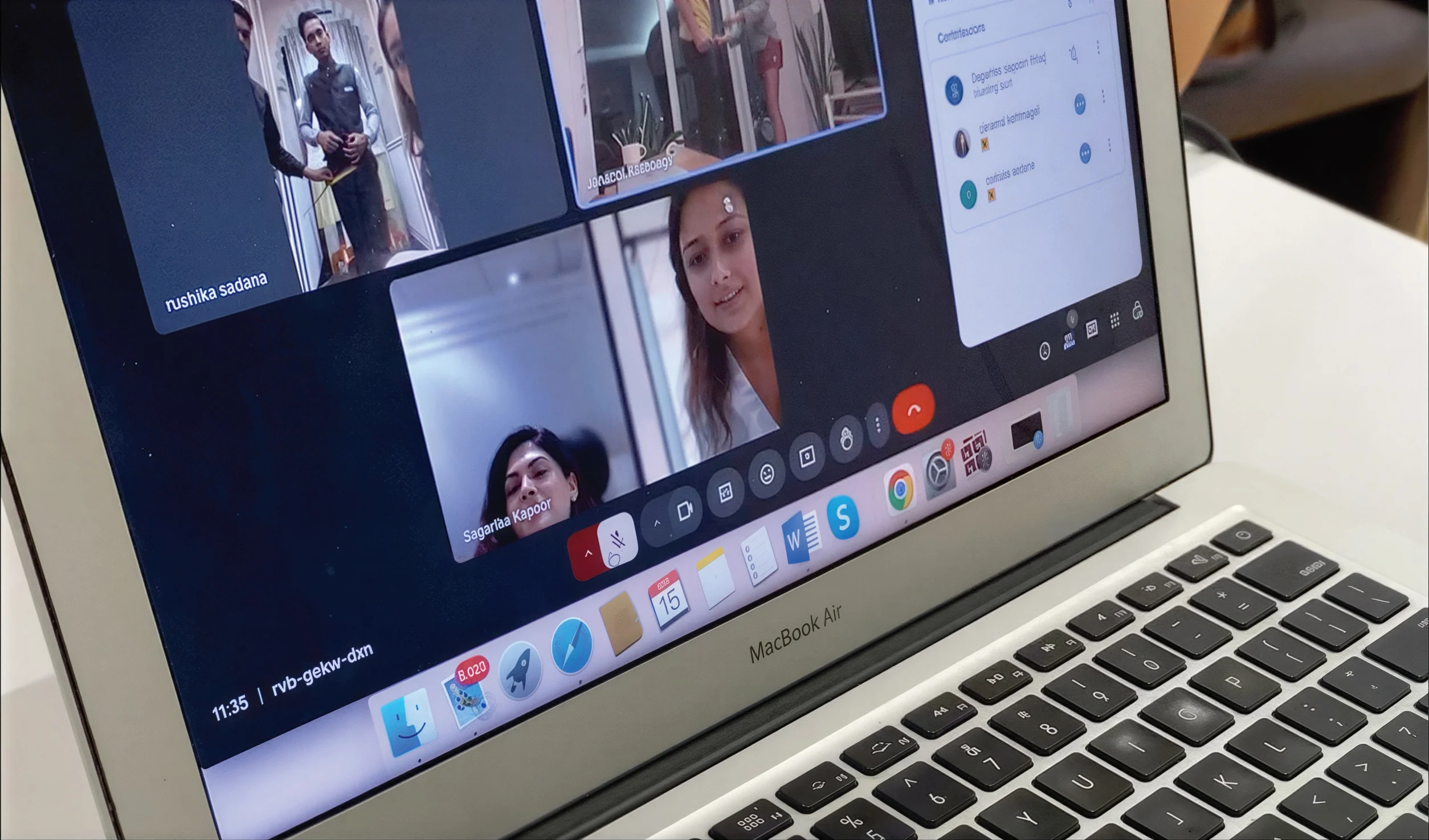 Virtual bridal styling consultation through video call with wedding stylist