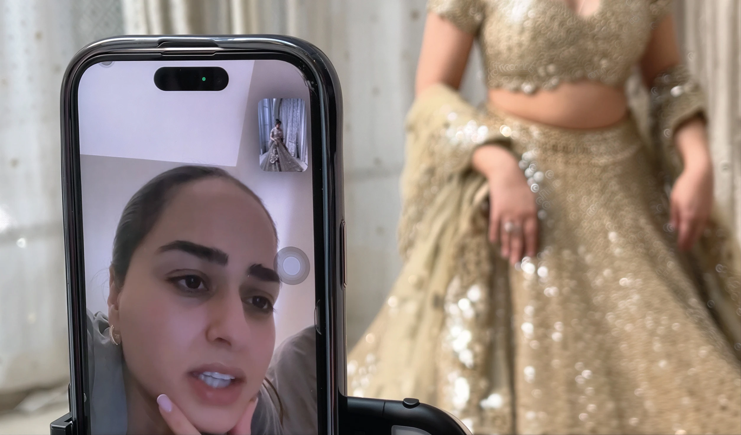 Real-time virtual bridal shopping through video call with stylist
