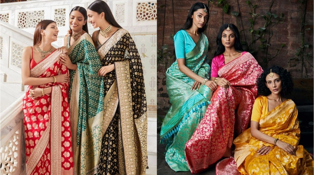banarasi saree for diwali look