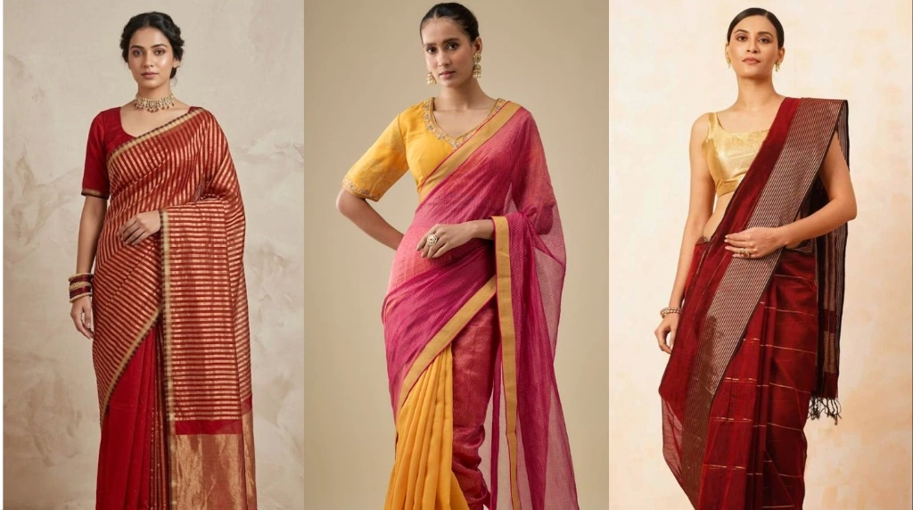 Chanderi and Maheshwari saree for diwali